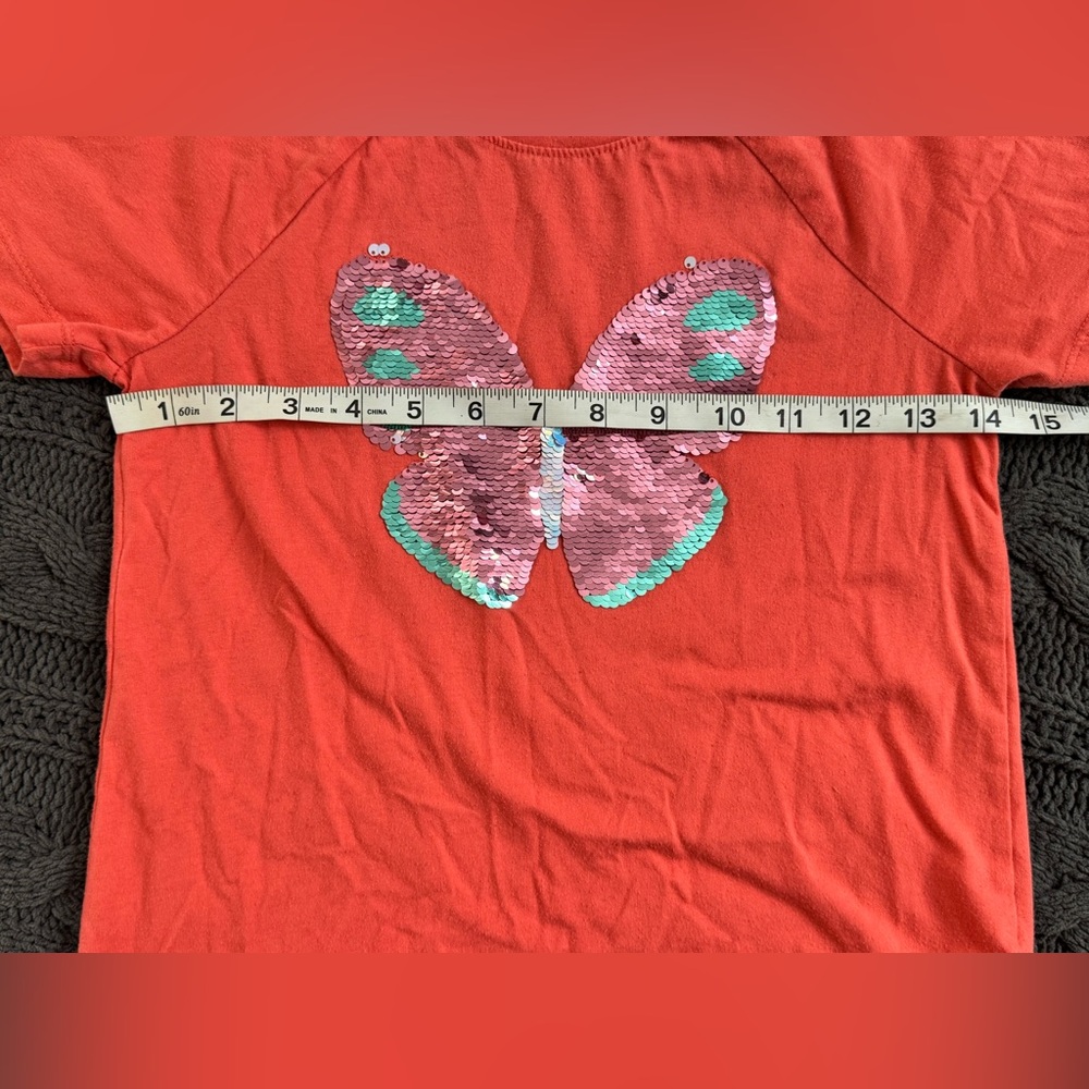 Cat & Jack Coral Short-Sleeve Tee with Sequin Butterfly - Picture 10 of 10